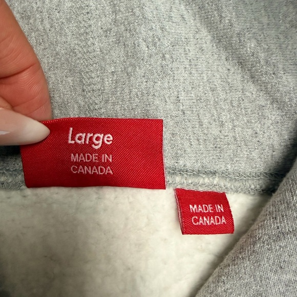 Supreme Light Gray Hoodie with Navy Logo - Picture 4 of 4